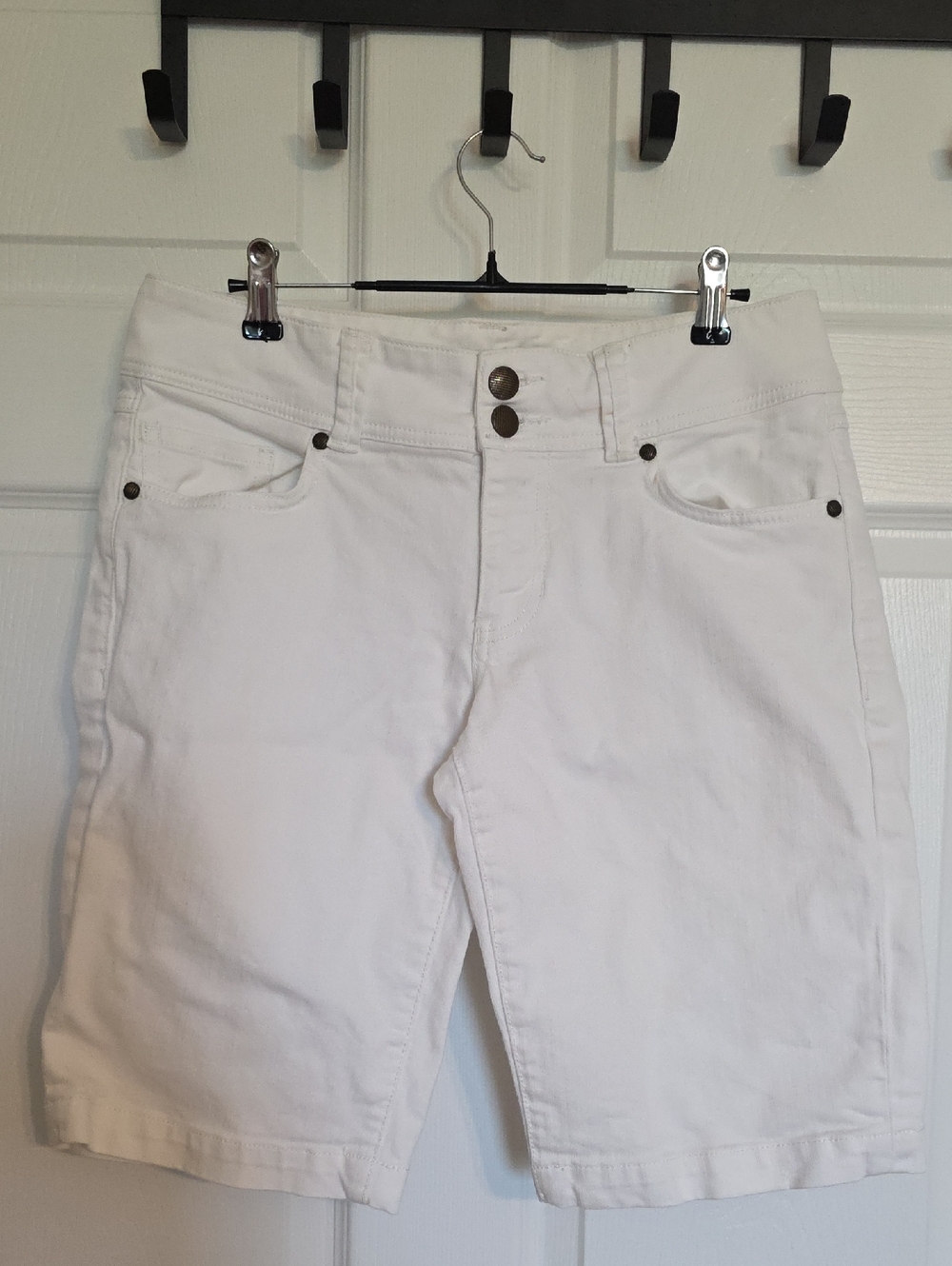 CAbi White Bermuda Denim Shorts
